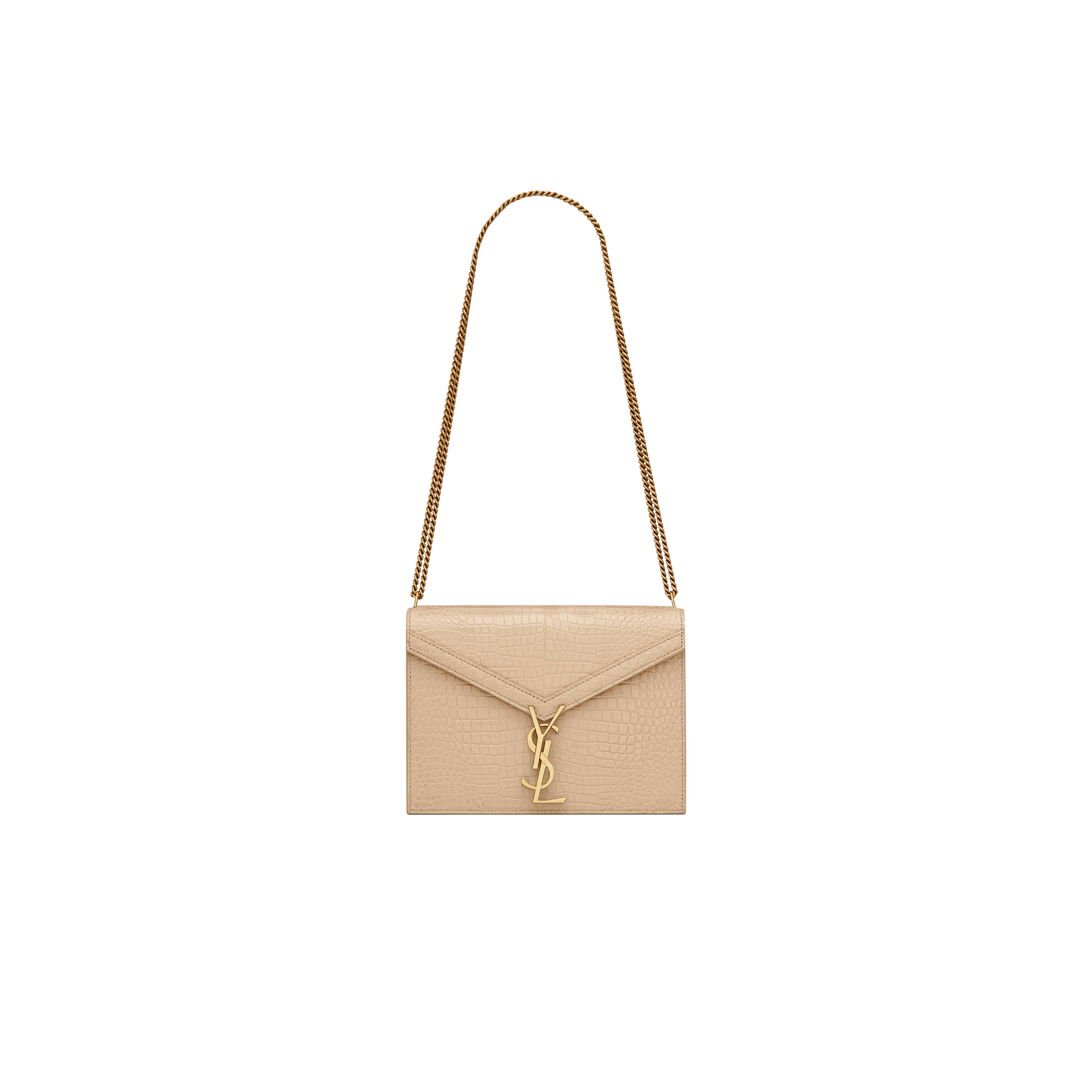 YSL CASSANDRA MEDIUM CHAIN BAG IN CROCODILE-EMBOSSED SHINY LEATHER 532750DND0J2721 (22*16.5*5.5cm)